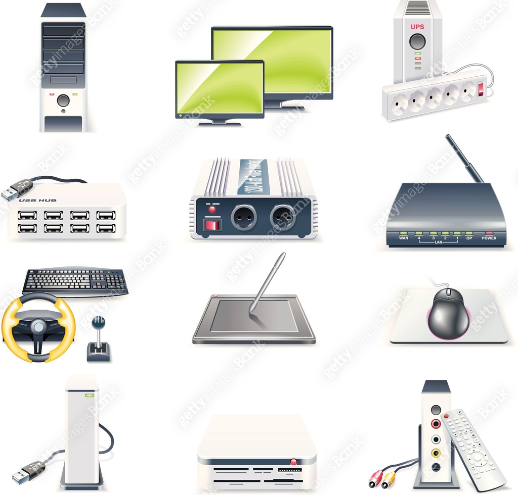 Detailed computer parts icon set. Part 2 이미지 (93132779) 일러스트, 무료 일러스트 ...