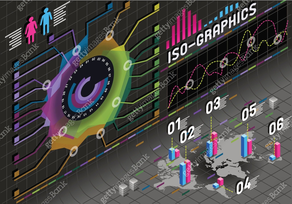 Infographics Histogram infographic histogram set elements in various colors 이미지 (160840088 ...