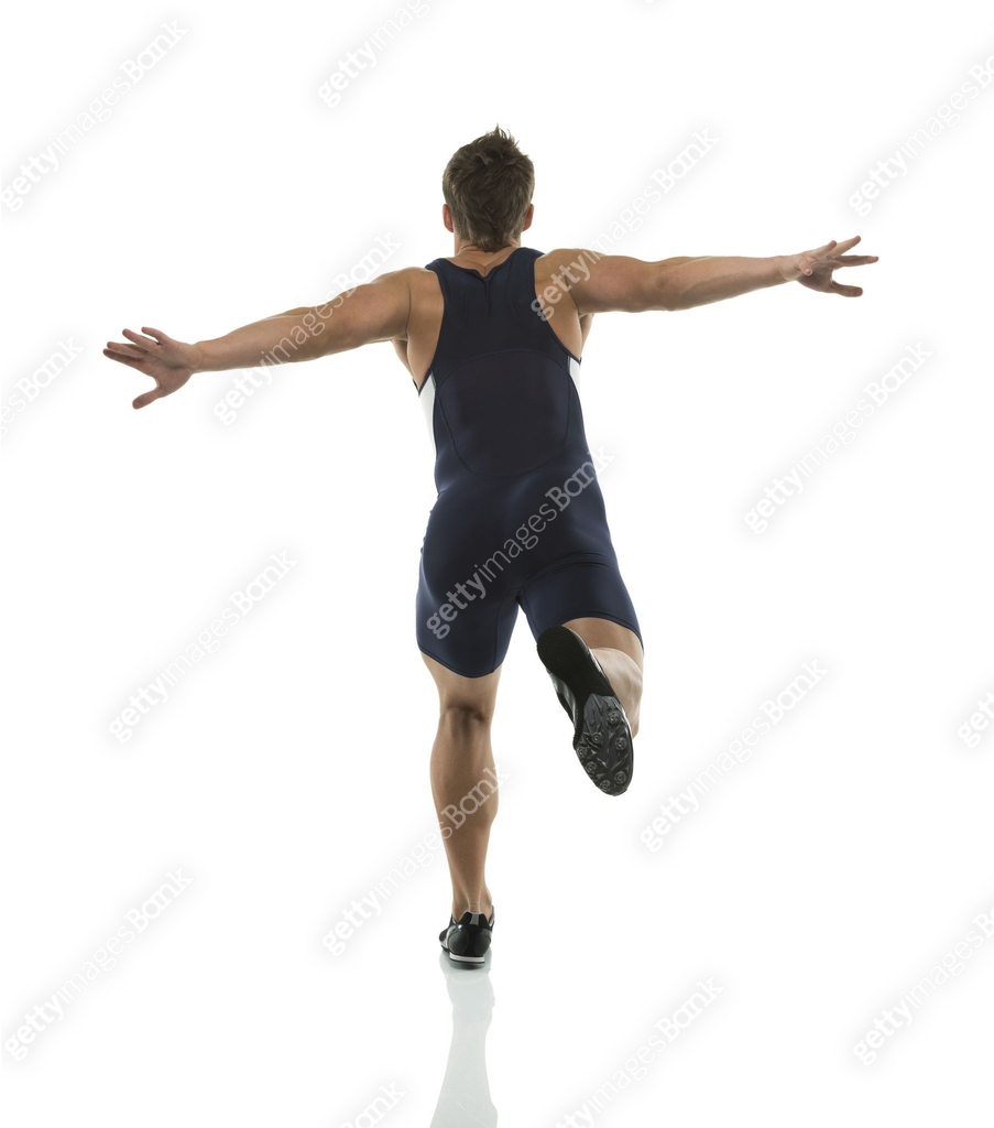 Rear view of a young athlete running 이미지 (187363287) - 게티이미지뱅크