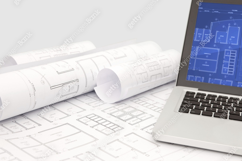 Blueprintsfirst Computer Architecture design project blueprints with interactive laptop computer ...
