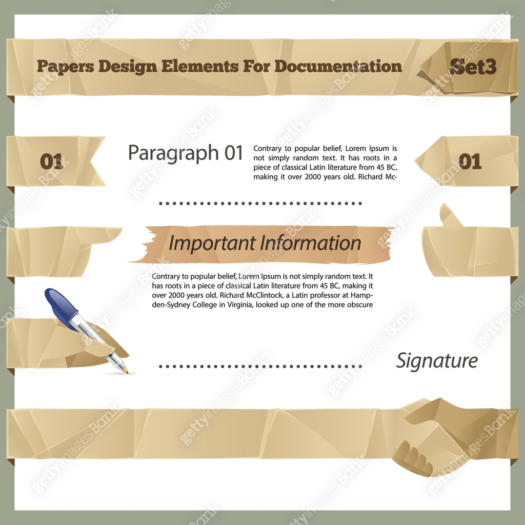 Crumpled Paper Design Elements For Documentation Set3 이미지 (490452277 ...