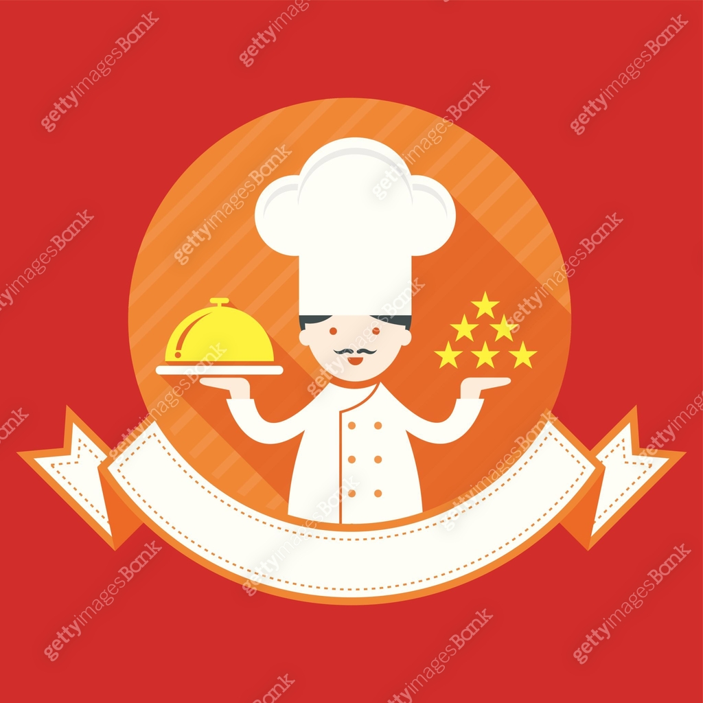 Illustration : Male Chef with Ribbon, Show five stars 이미지 (517750575 ...