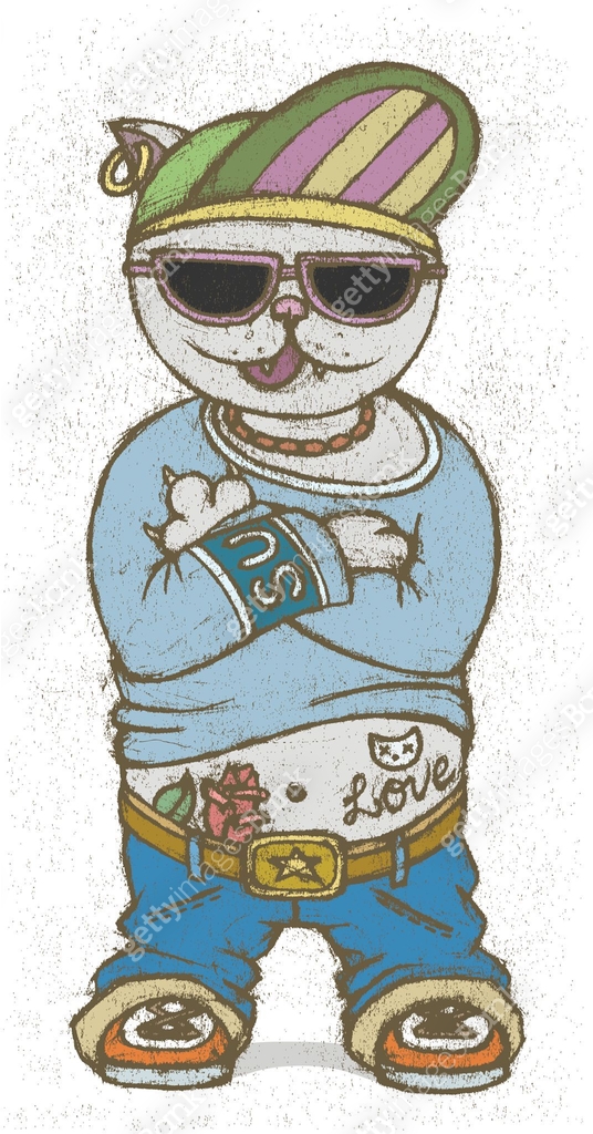 Cat rapper. Vector illustration 이미지 (525557457) 일러스트, 무료 일러스트 - 게티이미지뱅크