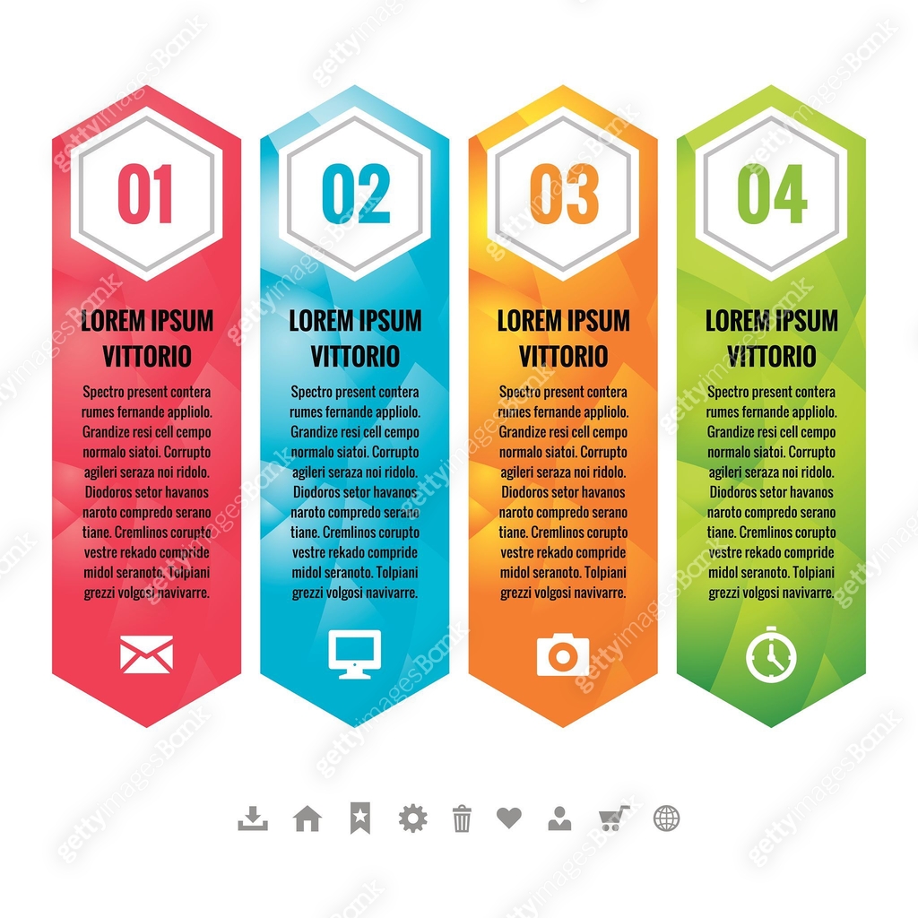 Business infographic concept colored vertical blocks in flat style ...