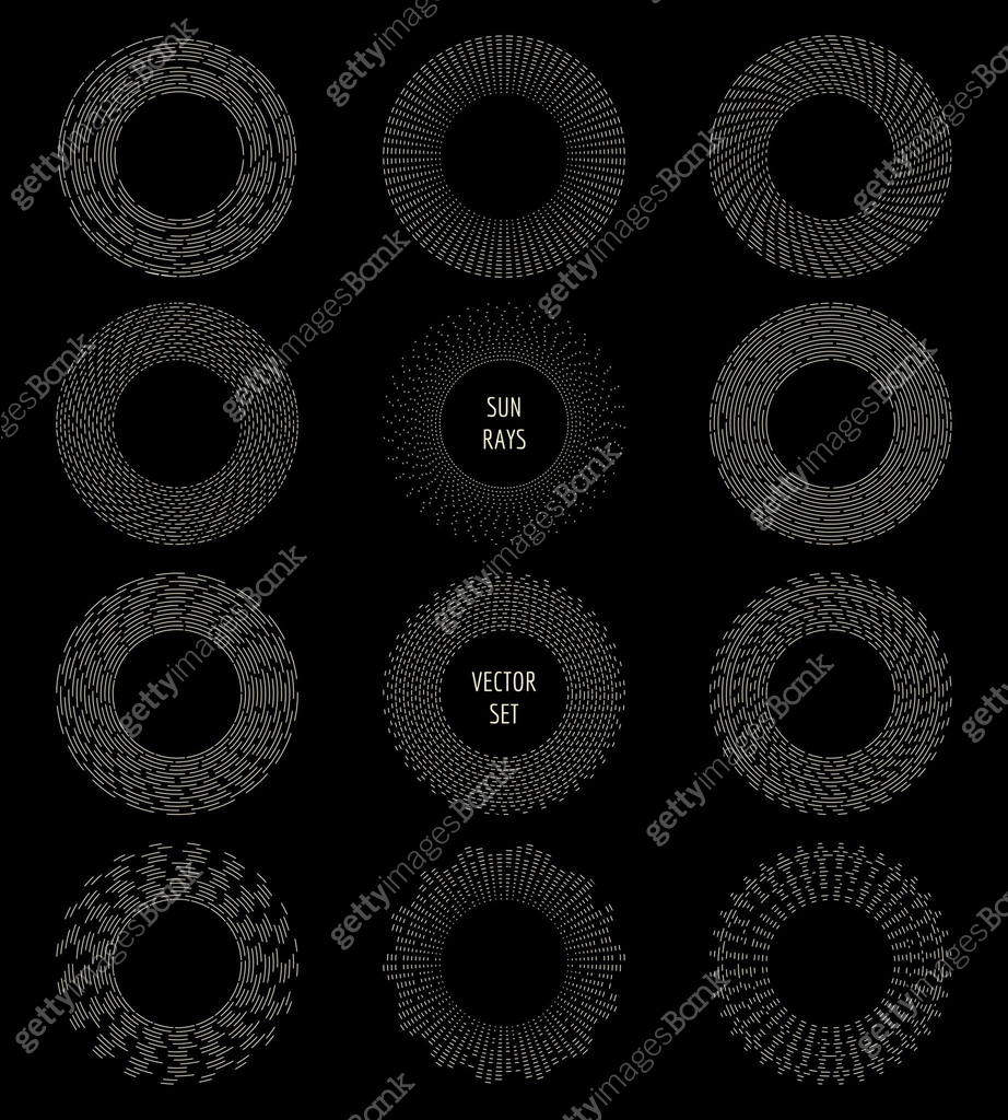 Graphics Rays Frame Vintage radial sun rays frames in vector thin line style 이미지 (491486626 ...