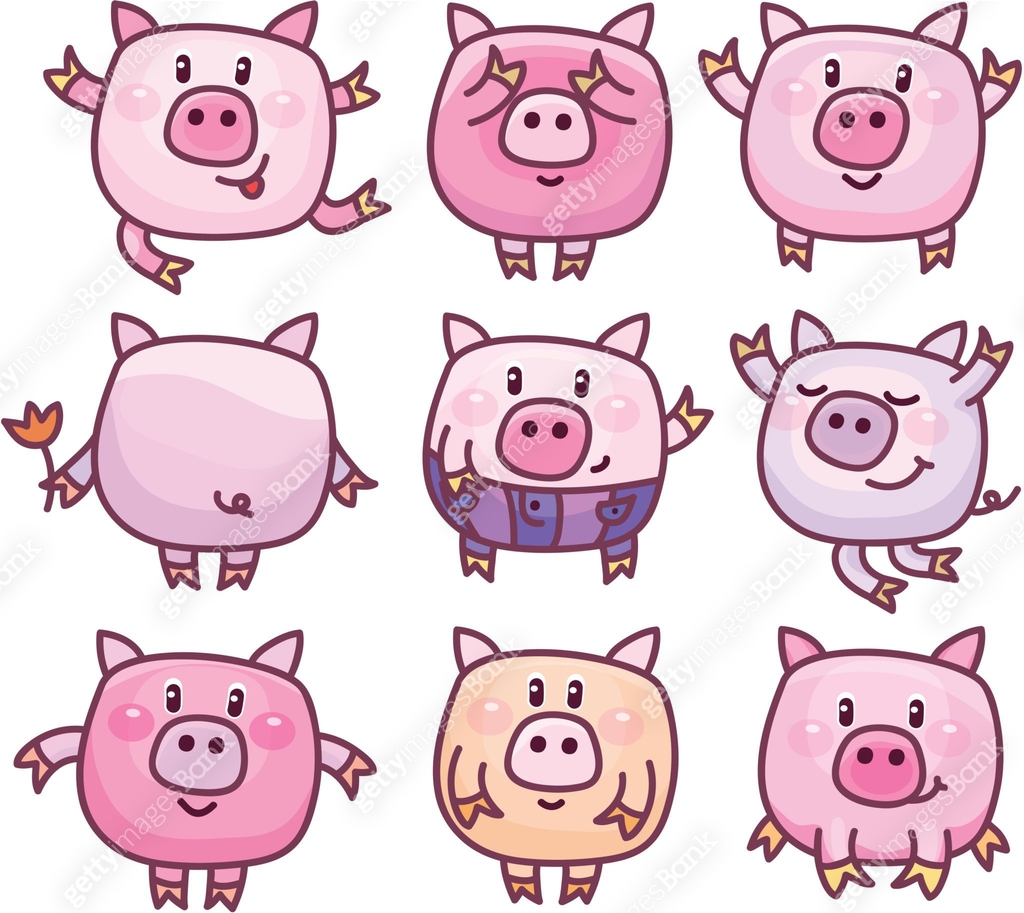 Vector pigs cartoons. 이미지 (530585514) 일러스트, 무료 일러스트 - 게티이미지뱅크