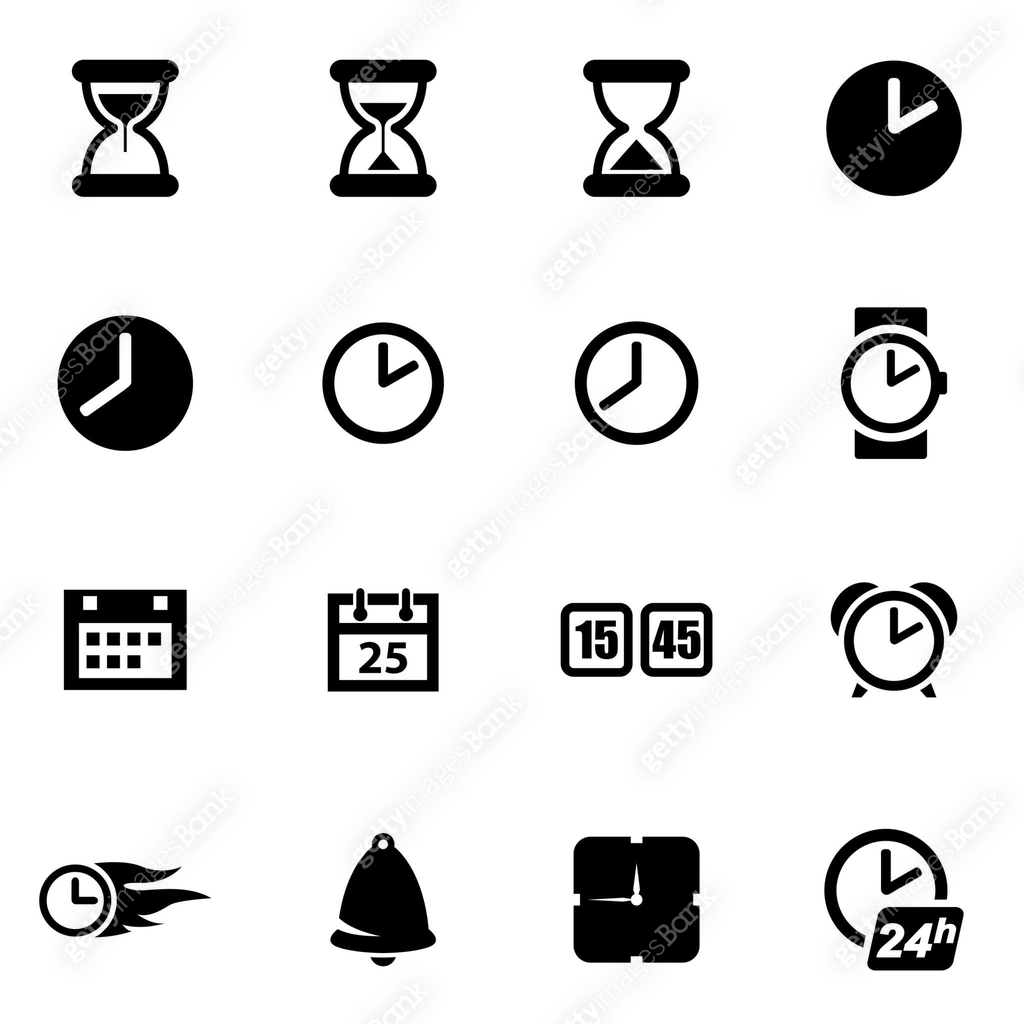 Vector black time icon set 이미지 (538687170) 일러스트, 무료 일러스트 - 게티이미지뱅크