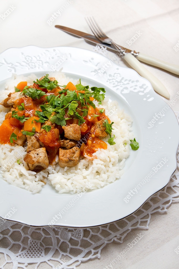 Turkey Stew With Rice Pumpkin And Tomato Sauce 613903834 turkey-stew-with-rice-pumpkin-and-tomato-sauce-613903834