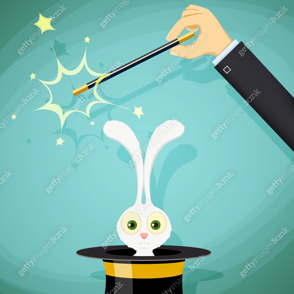 Wand And Rabbit Magician with magic wand and a rabbit in a hat. 이미지 (623684096) 일러스트 ...