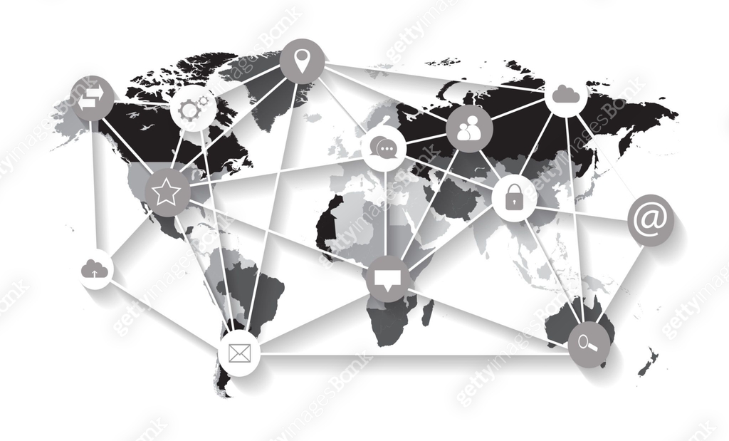 Escreen Network Map Icon World map with social media icons network 이미지 (682915152) 일러스트, 무료 일러스트 ...