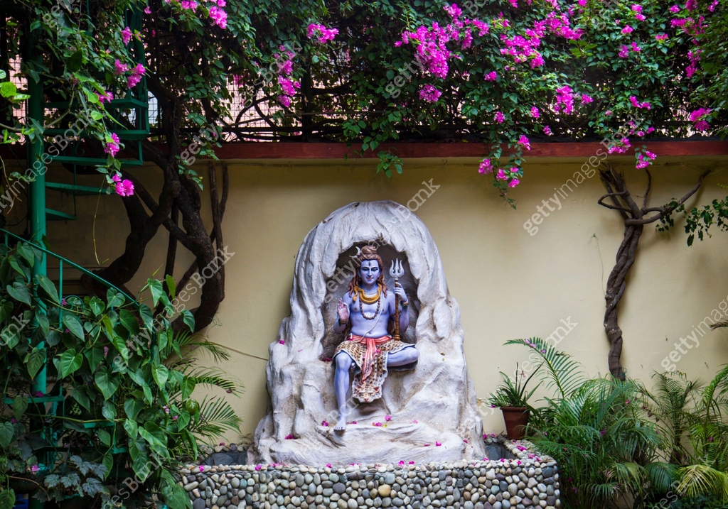 Trees In Rishikesh Statue of Hindu Lord Shiva under the beautiful blooming tree, Rishikesh ...