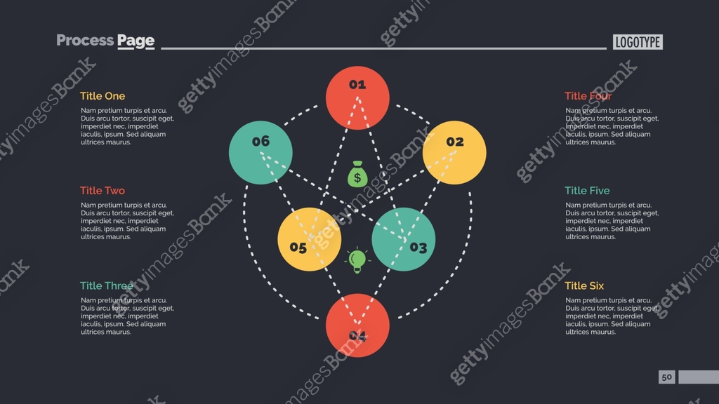 Six Elements Flowchart Slide Template 이미지 (695439120) 일러스트, 무료 일러스트 ...