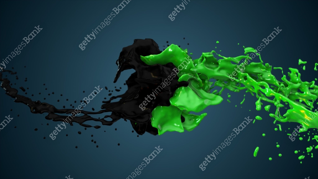 Liquid Splattering Reference The black and green liquid collide, the droplets splatter in the sides ...