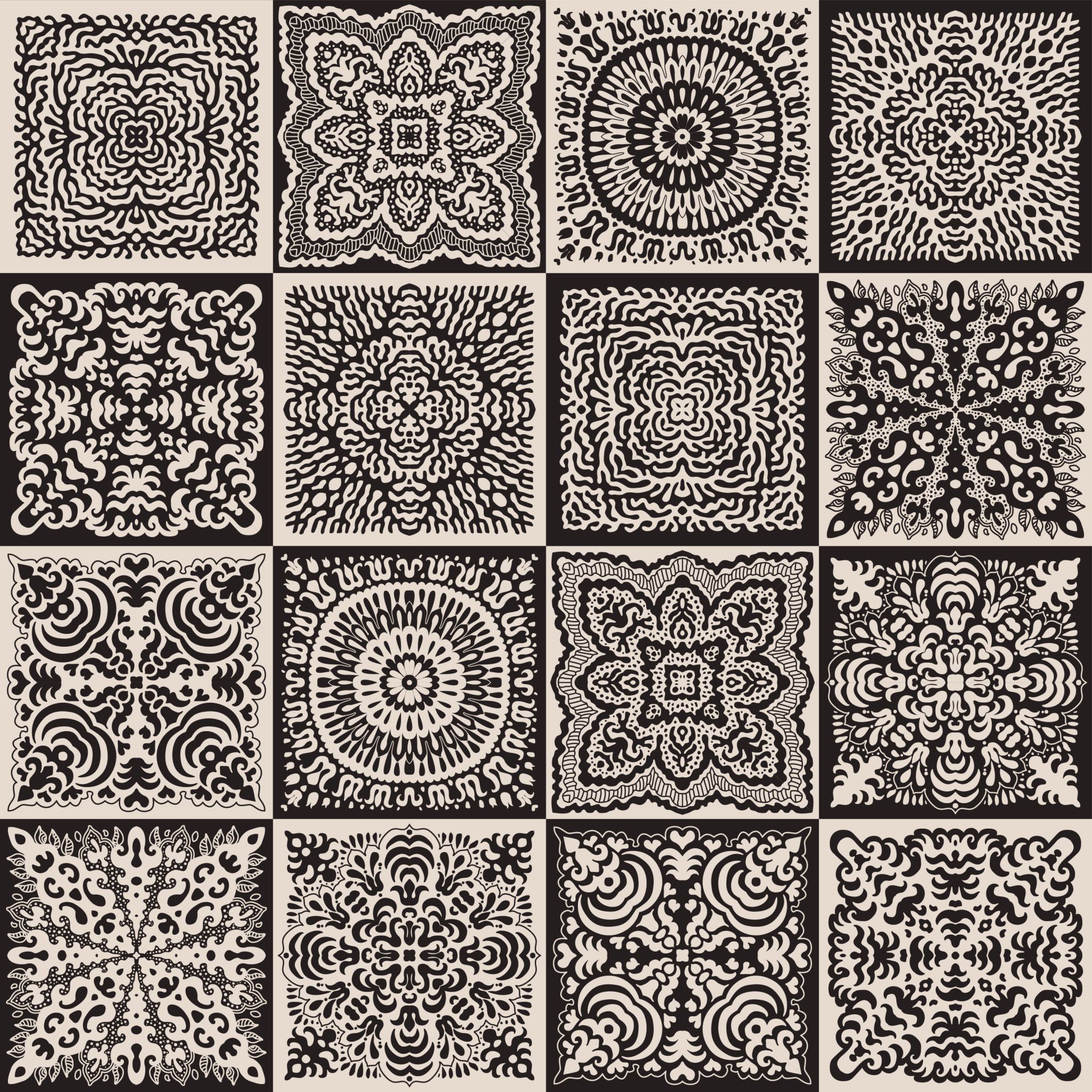 Vector abstract seamless patchwork pattern from black and beige ethnic ...