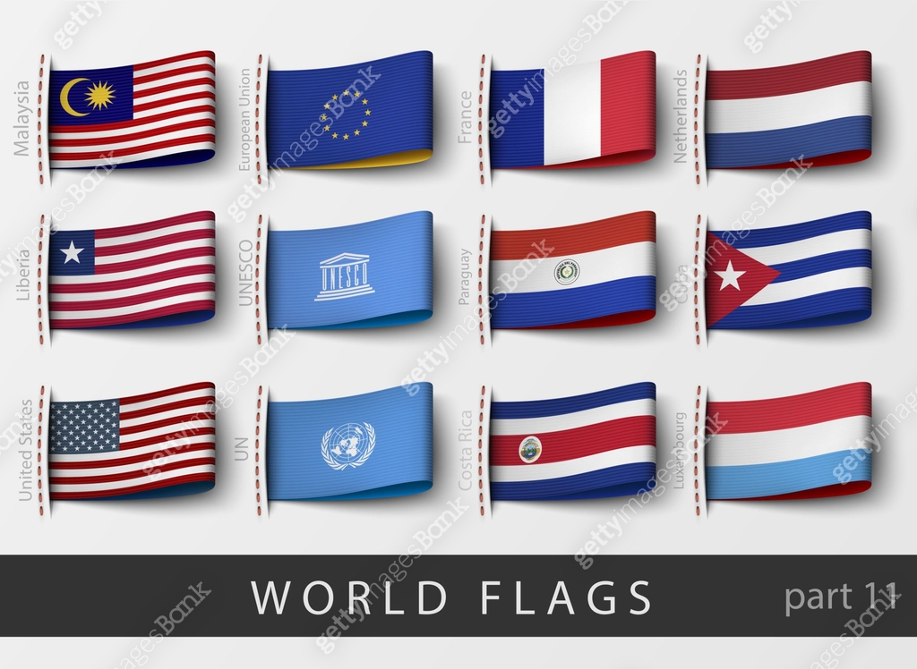 Vector set of flag labels of all countries 이미지 (815585876) 일러스트, 무료 ...