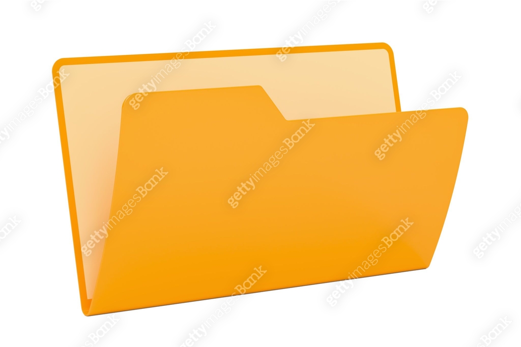 Empty yellow computer folder icon, 3D rendering isolated on black ...