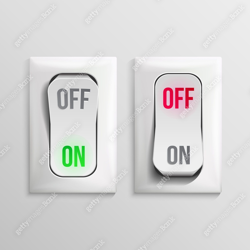 3D Toggle Switch Vector. White Switches With On, Off Position. Electric ...
