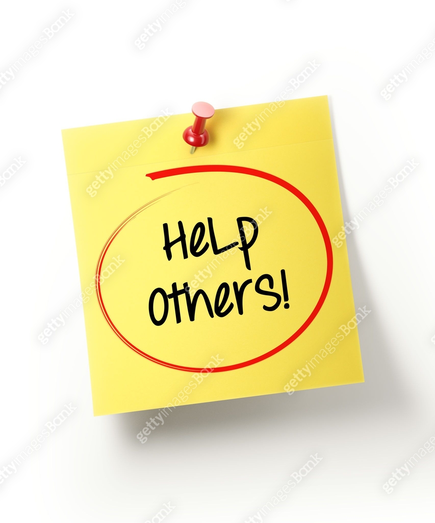 Yellow Sticky Note with Help Others Message and Red Push Pin on White ...