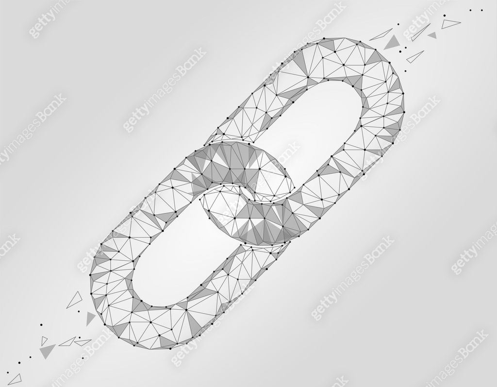 Blockchain link sign low poly design. Internet technology chain icon ...