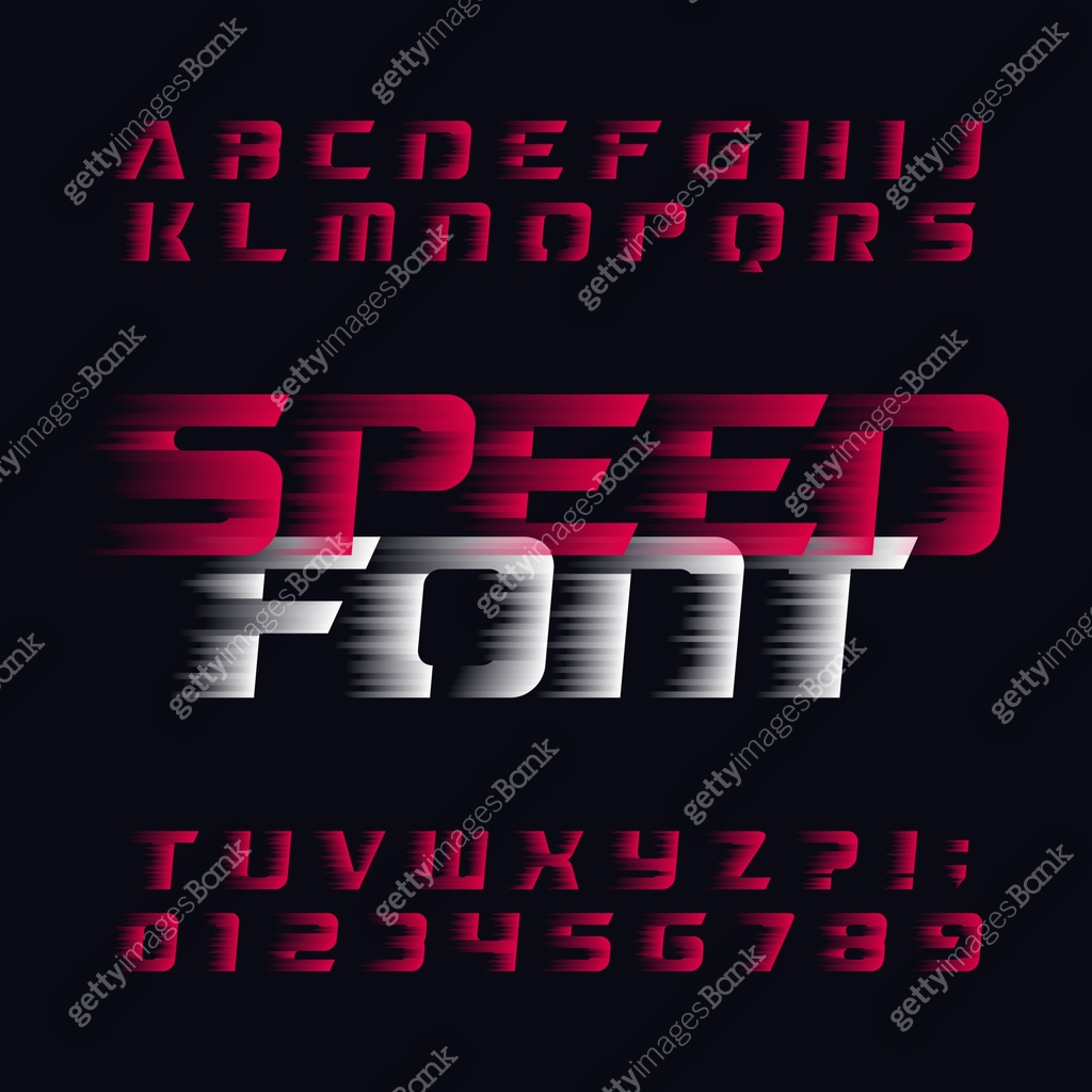 Speed Bank Lettering Speed alphabet vector font. Wind effect type letters and numbers. 이미지 ...