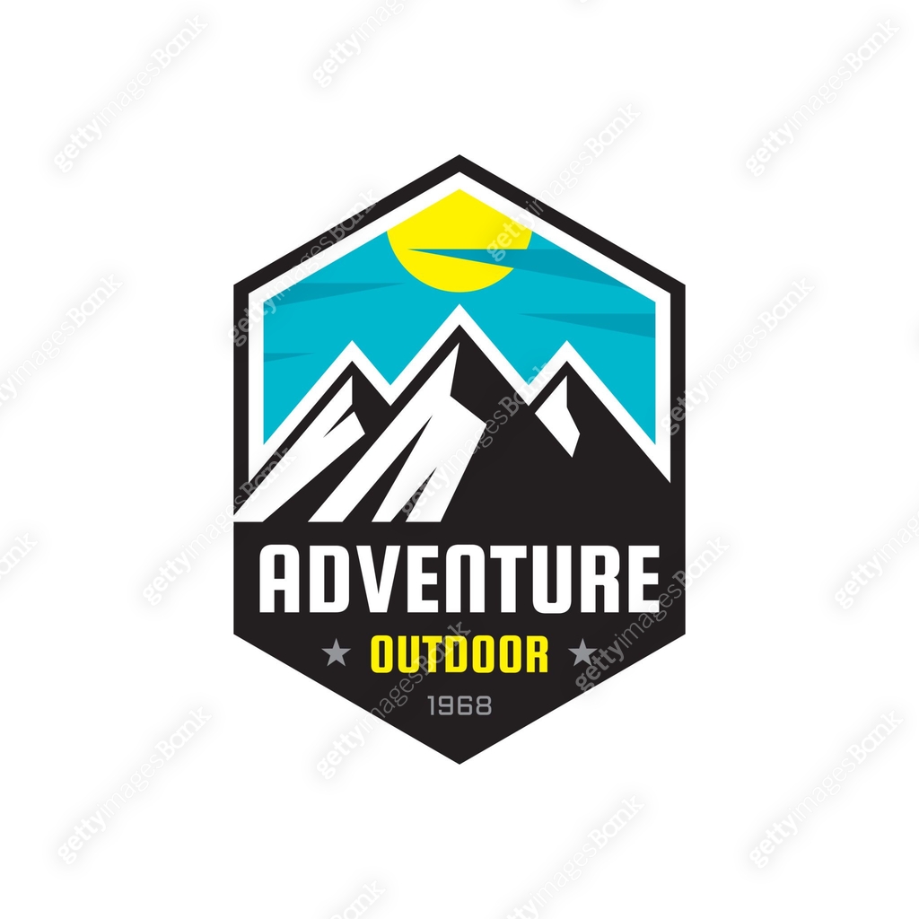 Edventure Sign Adventure outdoor - vector sign template illustration. Mountains ...
