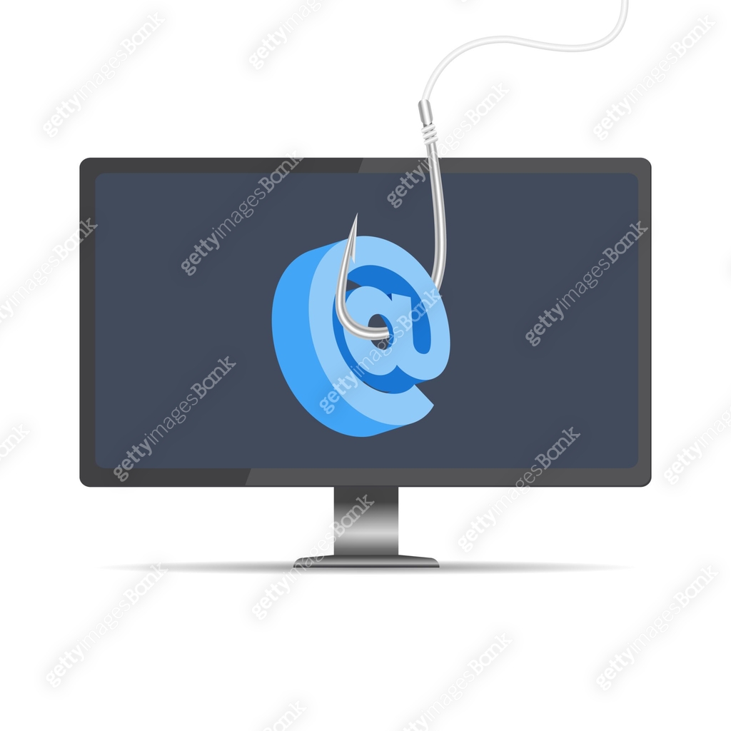 Fish Hacking A Computer Icon Data phishing, hacking online scam on computer Desktop concept. Fishing ...