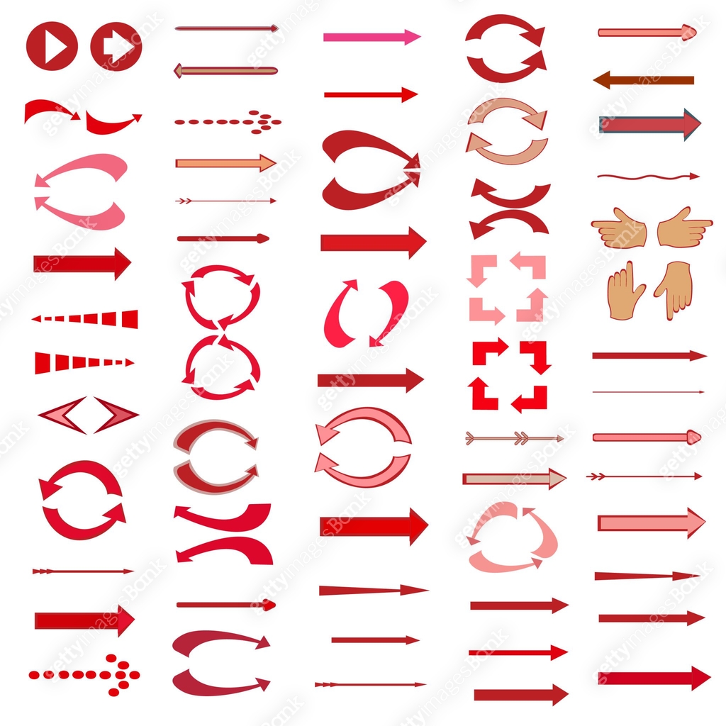 Red Arrows Example Red arrows. Collection of elegant arrows in red and pink color for Your ...