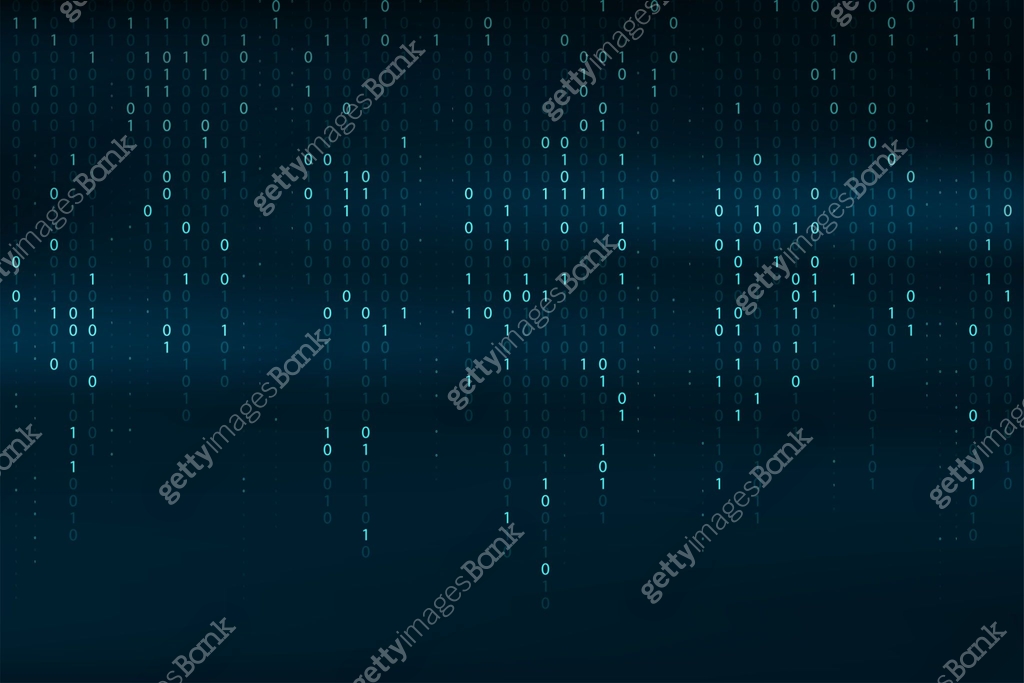Abstract binary code background. Falling, streaming binary code ...