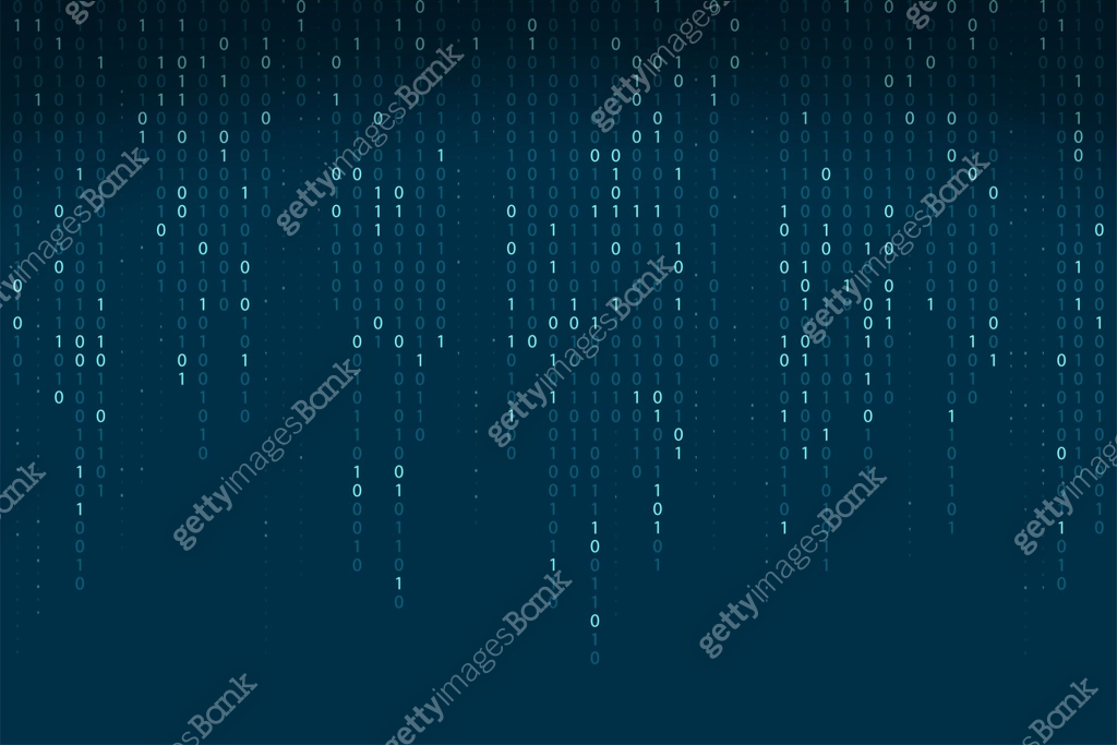 Abstract binary code background. Falling, streaming binary code ...