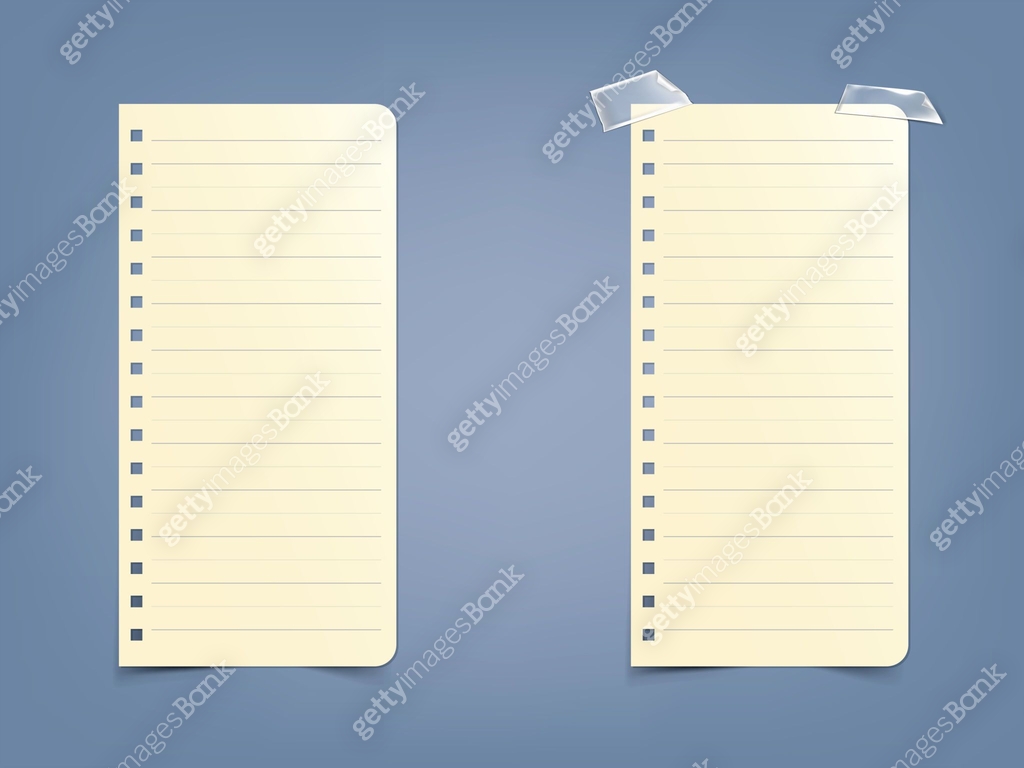 Sheet, page in a striped notebook, notepad on a blue background. 이미지 ...