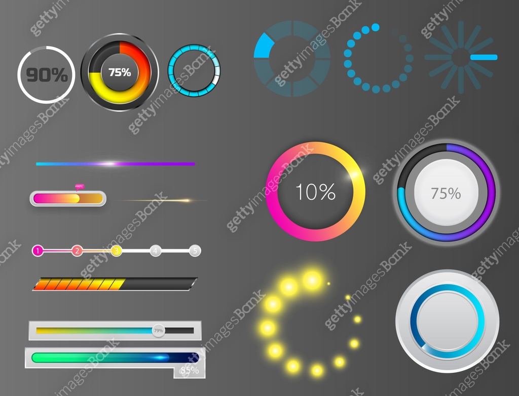 Progress loading vector bar indicators download progress ui-ux web ...