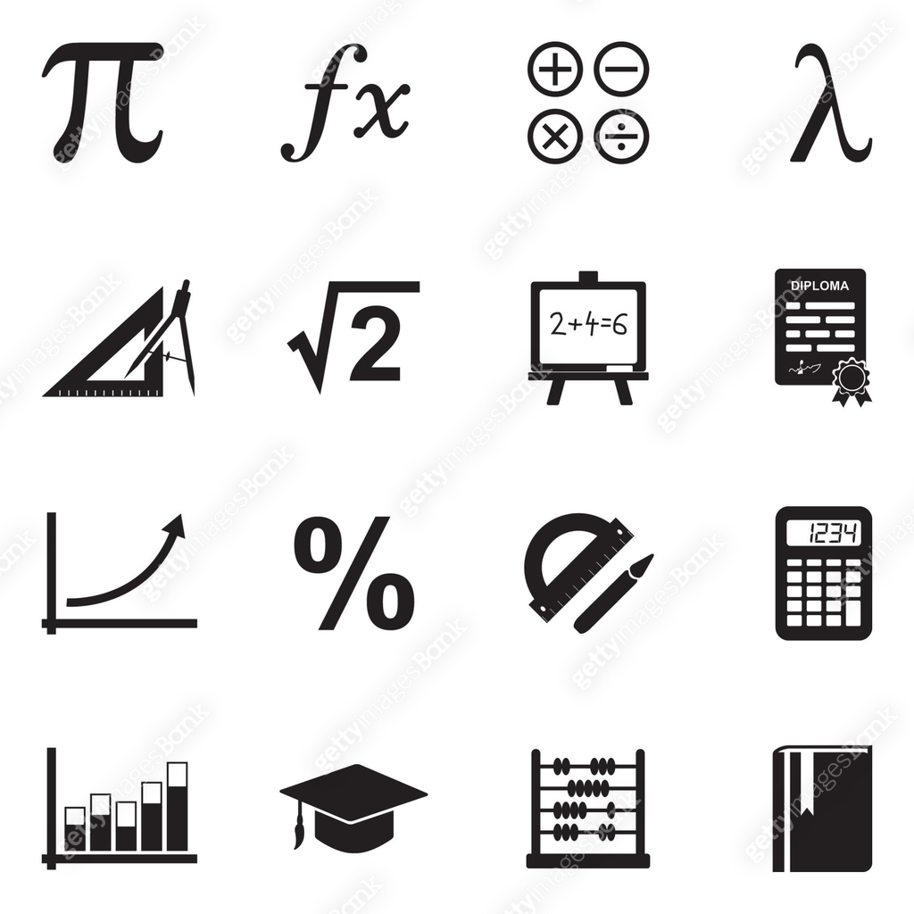 Mathematics Icons. Black Flat Design. Vector Illustration. 이미지 ...