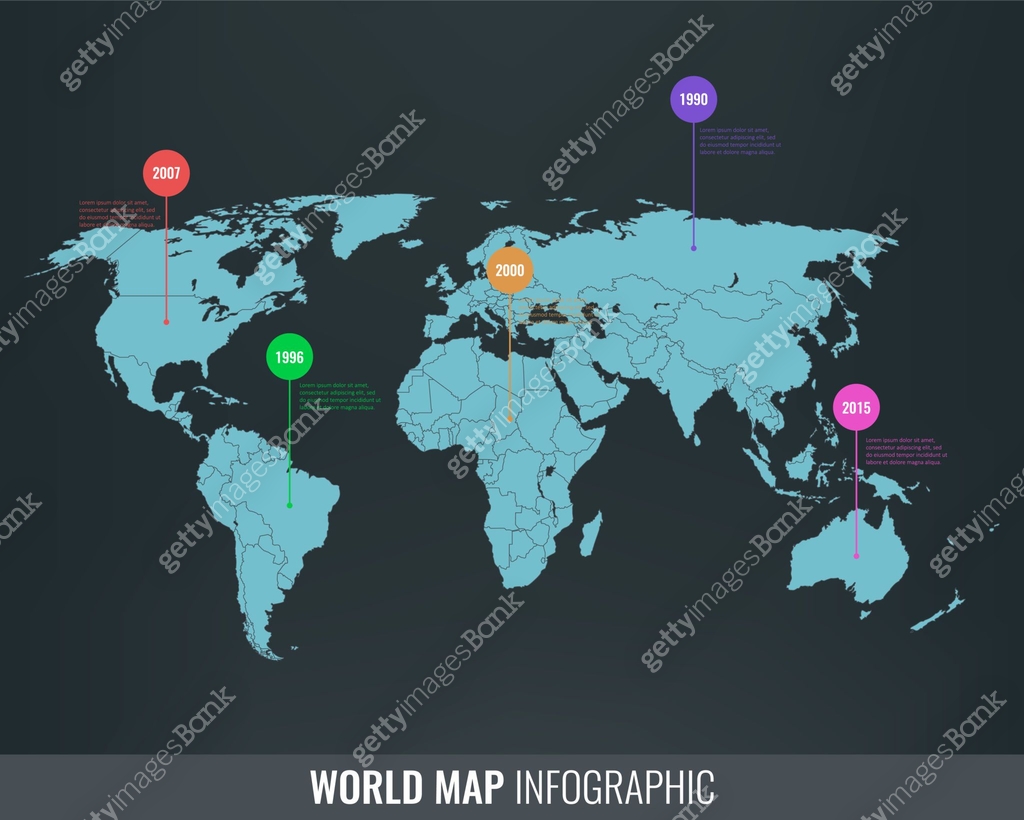 World map infographic template. All country are selectable. Vector 이미지 ...