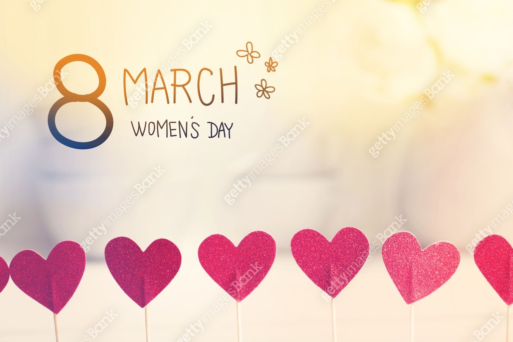 8 March Message 8 March Women's Day message with small red hearts 이미지 (926250134) - 게티이미지뱅크