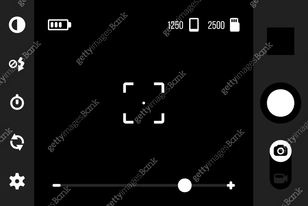 Mobile camera app ui. Viewfinder interface for smartphone cam ...