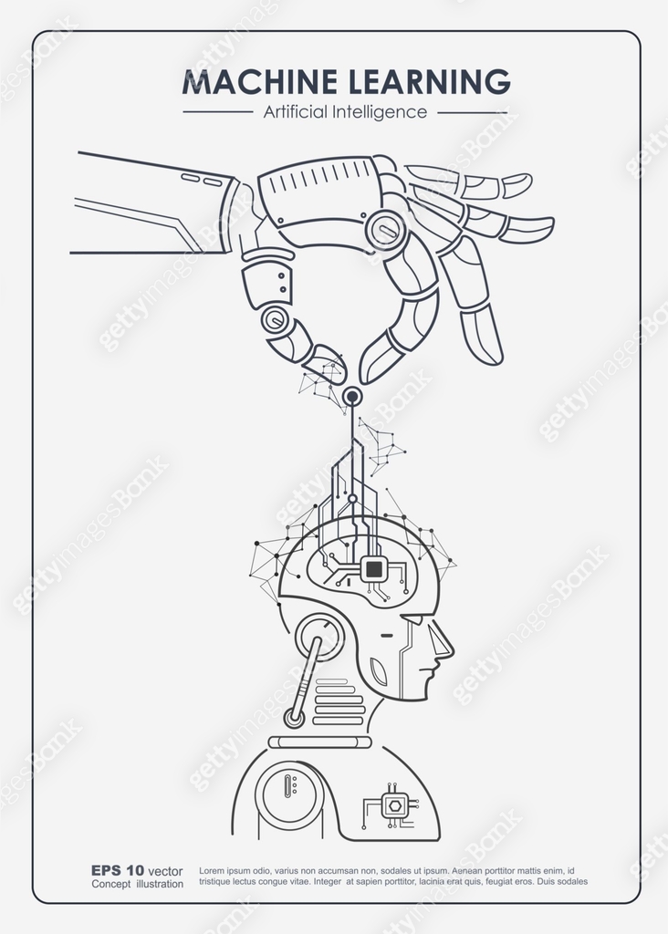 Artificial intelligence (AI) and Machine learning poster concept ...
