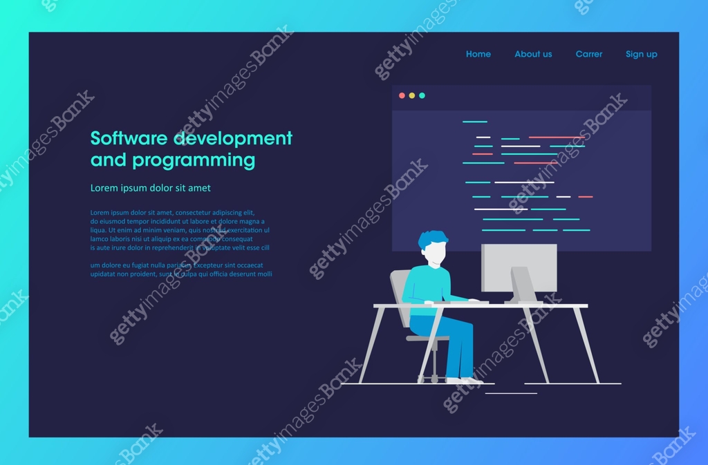 Software development and programming, programmer work on program code ...