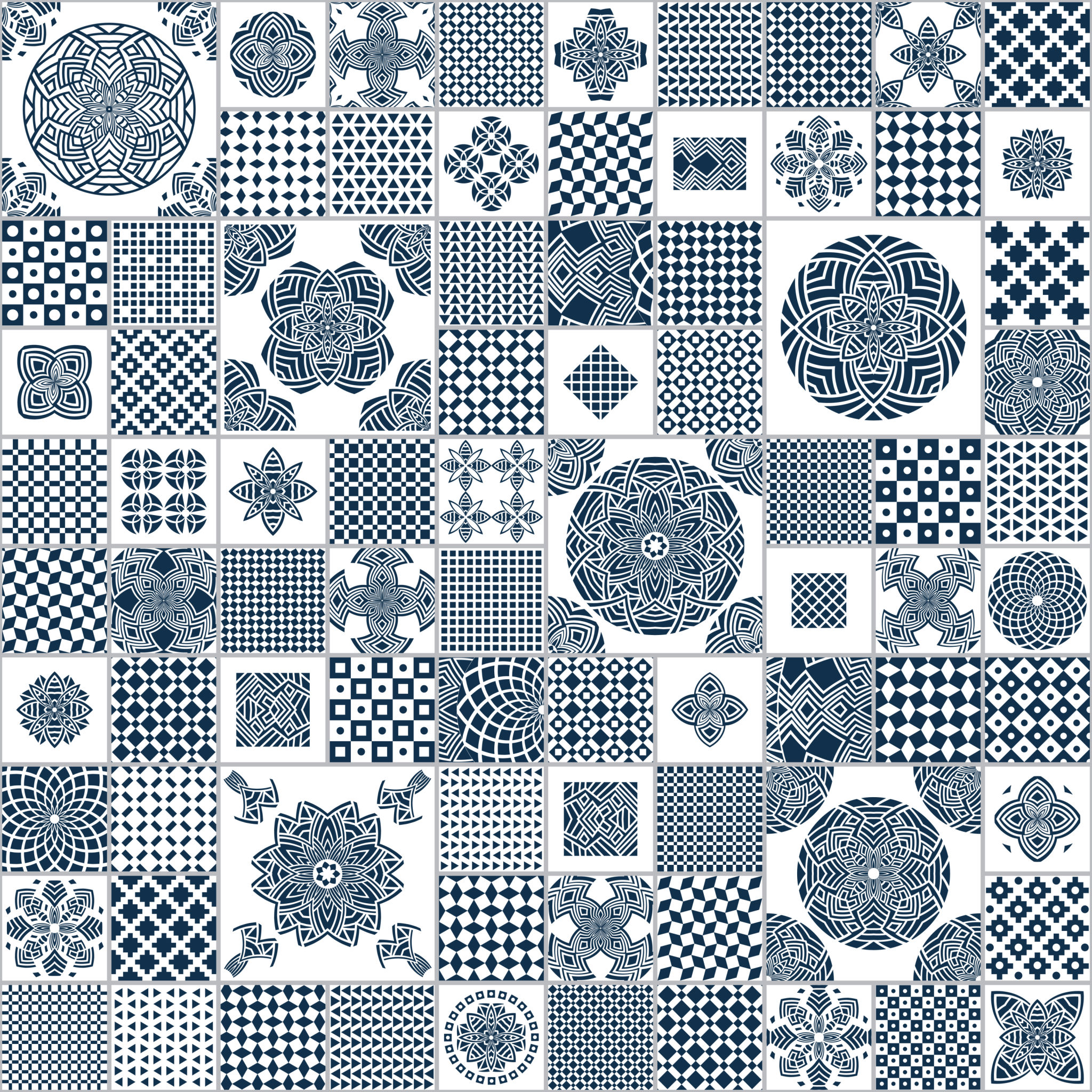 Vector abstract seamless patchwork pattern from indigo blue and white ...