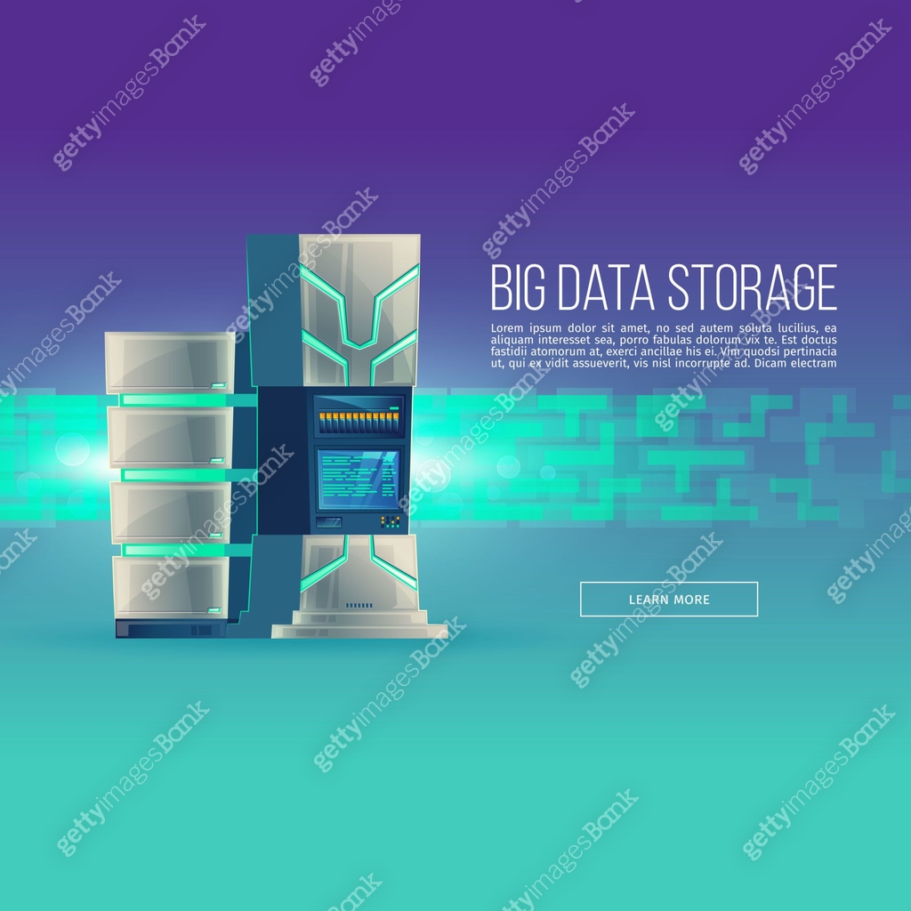 Vector poster of cartoon data center, database 이미지 (941488786) 일러스트, 무료 ...