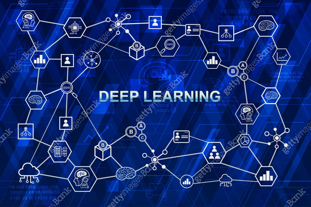 Deep learning and machine learning concept banner infographic. 이미지 ...