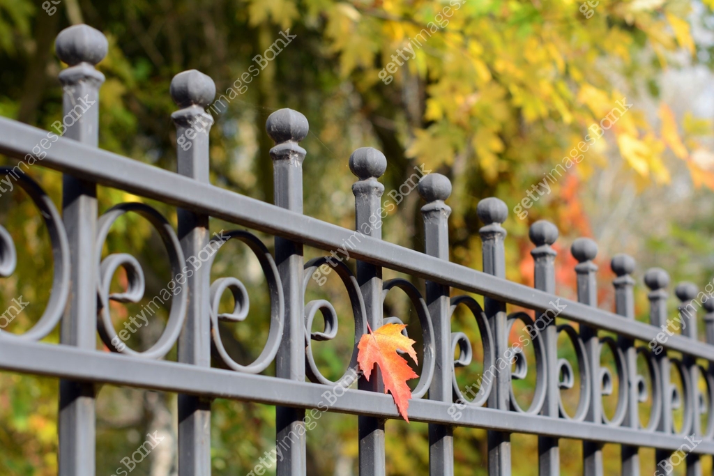 Image of a Beautiful decorative cast metal wrought fencing with ...
