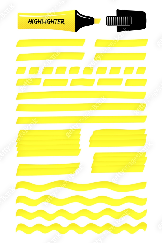 Yellow hand drawn highlight lines, layered boxes 이미지 (961162310) 일러스트 ...