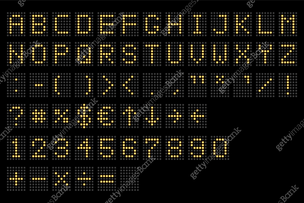 Led digital alphabet. Electronic number and alphabet digital display ...