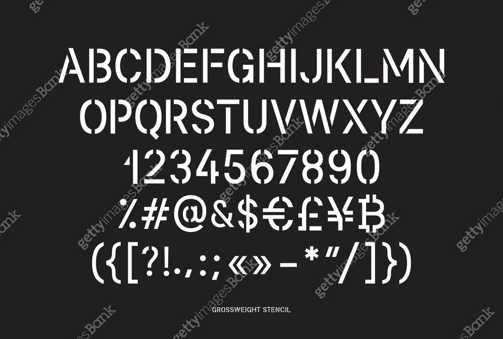 Stencil pattern latin typeface, editable font with uppercase, numerals ...