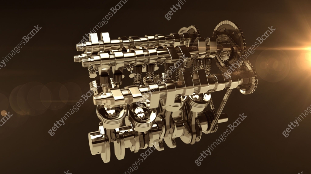 3D model of a working V8 engine with lens flare. 이미지 (957698576) - 게티이미지뱅크