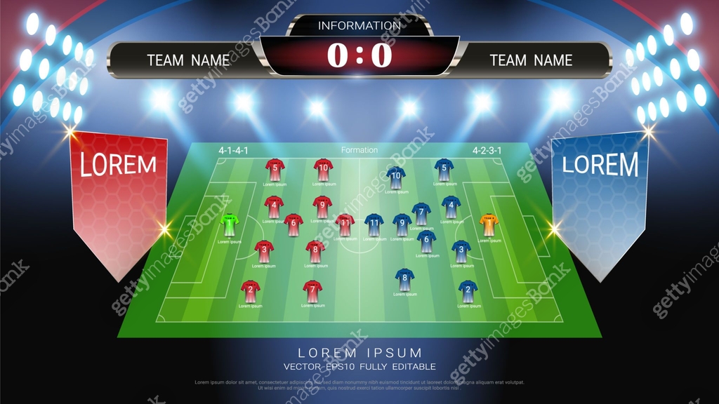 Soccer football scoreboard, Sport match Home Versus Away, Global stats ...