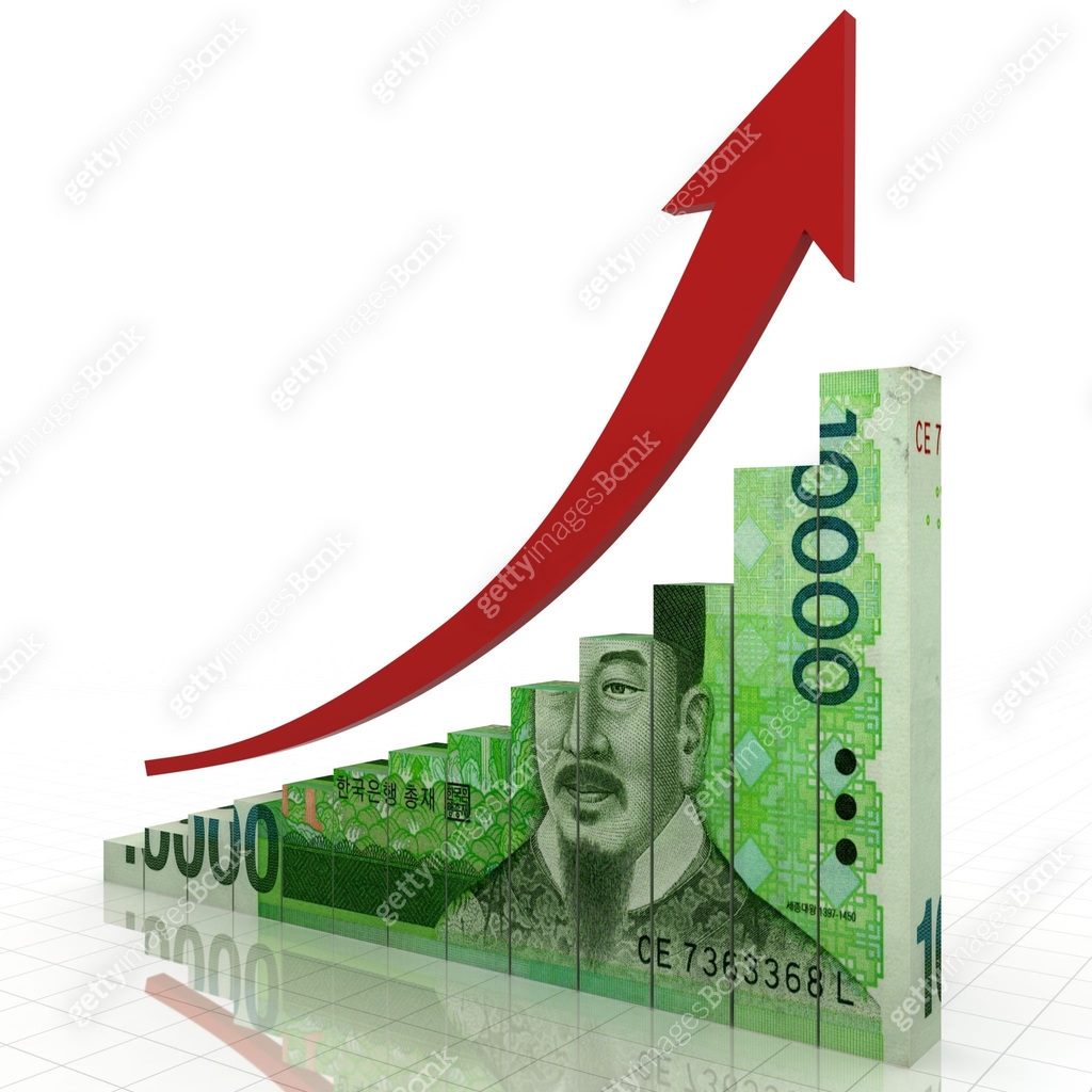 South Korean won money investment growth chart graph 이미지 (984665810