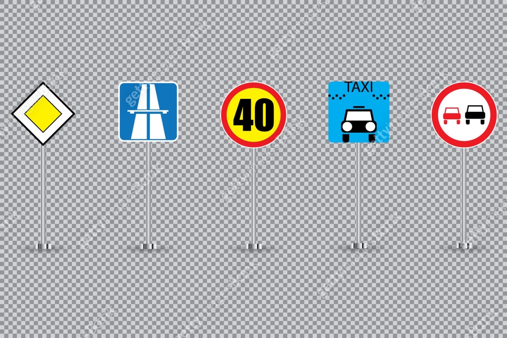 Background Design Road Sign Realistic set of road signs isolated on transparent background. Vector ...