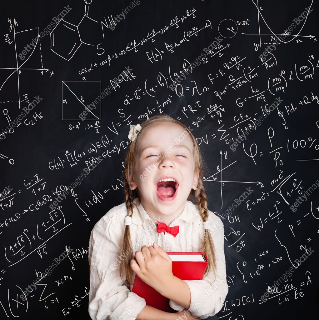 Kids mathematics education concept. Little girl math student on school ...