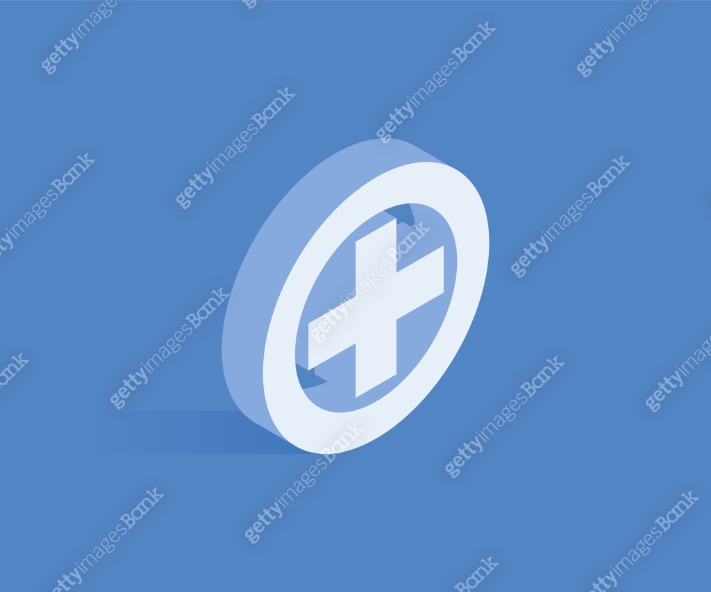 Plus Note Web Icon Plus sign isometric icon. Vector illustration for web design in flat ...